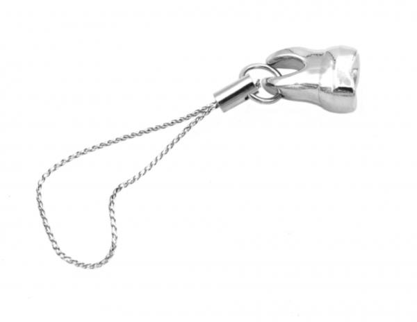 keyring tooth silver 7.5 cm